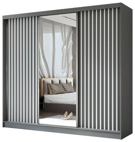 Szafa przesuwna - Lamel z lustrem 240 cm, szary mat