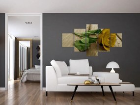 Obraz - Żółte róże w stylu vintage (125x70 cm)