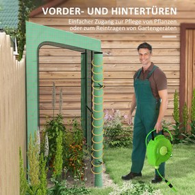 Outsunny Szklarnia Przyścienna z Folią, Wzrost Roślin, Odporna na Pogodę, 200 cm x 80 cm x 200 cm, Zielony