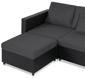 4-osobowa rozkładana czarna sofa z ciemnoszarymi poduszkami - Arbre 4Q