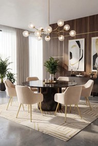 Zestaw 4 beżowych krzeseł welurowych - Terviso 3X