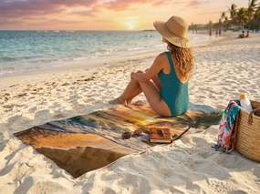 Szybkoschnący ręcznik plażowy SUNSETA kolorowy 70 x 140 cm, 100% mikrofibra