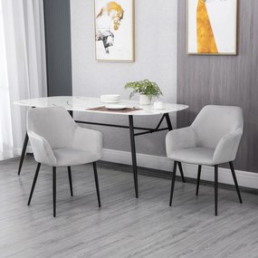 HOMCOM Zestaw krzeseł jadalnianych tapicerowanych jasnoszarych wygodne 54x57x80 cm | Aosom PL
