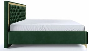 Ciemnozielone łóżko tapicerowane z pikowanym zagłówkiem H2-D11