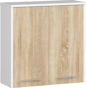 Szafka łazienkowa AKORD FIN Biała 60 cm 2 drzwi kolor Dąb Sonoma mat 2 półki 60x22,5x60 cm