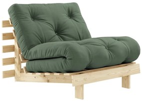 Fotel rozkładany z zielonym obiciem Karup Design Roots Raw/Olive Green
