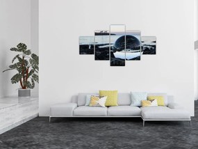 Obraz szklanej kuli na skale (125x70 cm)
