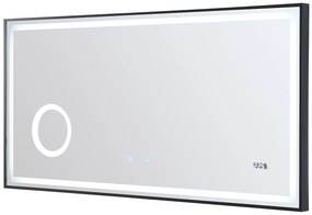 Podświetlane prostokątne lustro łazienkowe z zegarem cyfrowym - 120x50 cm AITANA