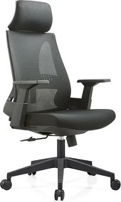 Fotel biurowy z regulacją wysokości - tkanina i siatka - czarny - DASTON