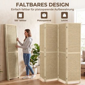 HOMCOM Parawan z 4 panelami, składana ścianka z ręcznie plecionego bambusa, 180 x 180 cm, naturalny | Aosom PL