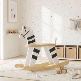 AIYAPLAY Konik na biegunach, bujak dla dzieci z uchwytami i oparciem w kształcie pony dla dzieci 1,5–3 lat Czarny+Biały | Aosom PL