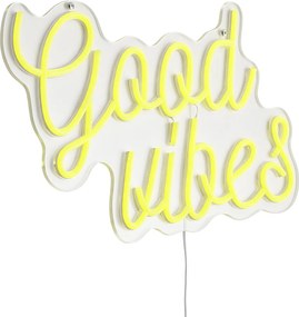 Neonowa lampa ścienna żółta z LED - Good Vibes