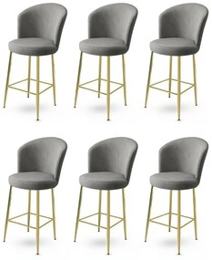 Zestaw krzeseł barowych Fora Grey and Gold, 6 szt., 6 szt.