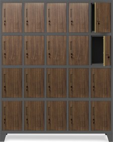 Szafa BHP 20-skrytkowa 136x45x172 cm Eco Design Robert antracyt/orzech