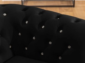 Czarny aksamitny rozkładany narożnik (lewostronny/w kształcie litery L) York Blik – Ropez