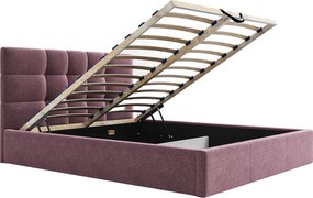 Łóżko ze skrzynią  160 x 200 cm - Tkanina - Bordowy - ELIAVA