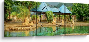 Obraz - Shanghai hotel park (z zegarem) (90x30 cm)