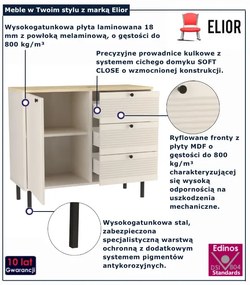 Komoda z 3 szufladami 100 cm kaszmir + dąb artisan P7-C93