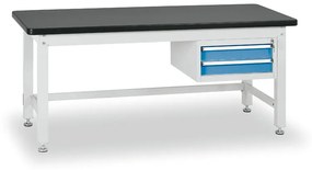 Stół warsztatowy BL z szafką na narzędzia, blat MDF + PCV, 2 szuflady, 1800 x 750 x 800 mm