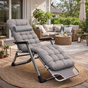 Leżak ogrodowy rozkładany Tossa DC01-GR-GR, poduszka szara, stelaż szary