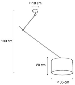 Lampa wisząca Czarna z aksamitnym kloszem Taupe 35 cm - Blitz klasyczny/Antyczny Oswietlenie wewnetrzne