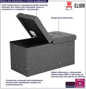 Duża szara składana pufa ze schowkiem K4-N31