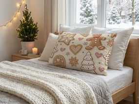 Bawełniana poszewka na poduszkę GINGERBREAD JOY 70x90 cm, beżowy