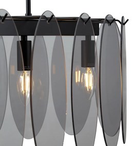 Designerska lampa wisząca czarna z dymionym szkłem owalna 5-punktowa - MochanDesignerski Oswietlenie wewnetrzne