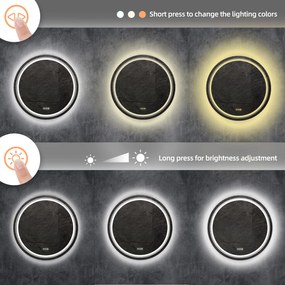 Lustro ścienne łazienkowe, okrągłe 80 cm, podświetlane srebrne DOVER 80