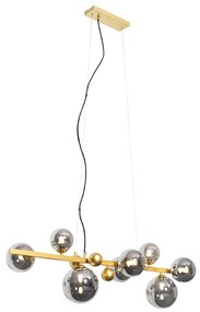Lampa wisząca w stylu art deco złota z dymionym szkłem 8-świateł - David ArtDeco Oswietlenie wewnetrzne