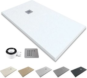 Brodzik z żywicy antypoślizgowy | Zawiera syfon i kratkę odpływową | Kolor Biały | 180x90cm