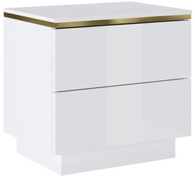 Zestaw 2 szafek nocnych z 2 szufladami - Biały z połyskiem i złoty - VUKIA