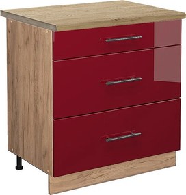 Szafka dolna do kuchni bordowa czerwień wysoki połysk 80x60x82 fame-line