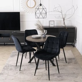 Stół Okrągły Rozkładany DORIAN 80-160 cm Beton/Czarny Loft