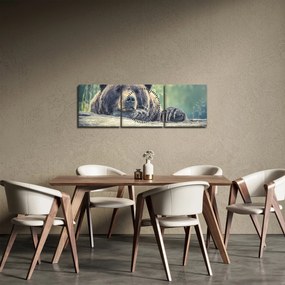 Obraz niedźwiedzia (z zegarem) (90x30 cm)