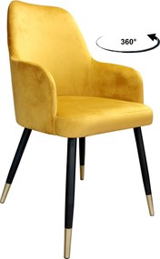 Krzesło WESTA tkanina Welur noga metalowa elegancki styl loftowy : Kolor nogi - Czarno-złota stożek, Kolor tkaniny - VELVET - MG15, Typ siedziska - Siedzisko obrotowe 360°