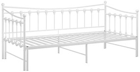 Białe rozkładane łóżko metalowe 90x200 cm - Sawga