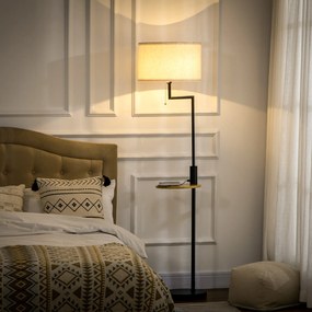HOMCOM Lampa podłogowa z półką i portem USB elegancka biała oświetlenie do salonu 40x40x168 cm | Aosom PL