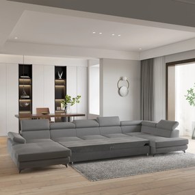 Masseno Narożnik MONTIVA z funkcją spania i pojemnikiem na pościel Narozniki U, Rozkładana sofa - Szary, MONOLITH 85