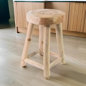 Stołek z litego teaku Divero, ręcznie wykonany, uniwersalny