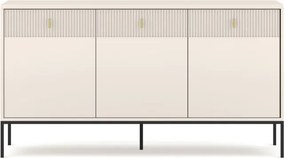 Komoda do Salonu Sypialni MARCOS 154 cm Kaszmir Ryflowana Trzydrzwiowa z Szufladami Nowoczesna