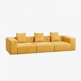 Modułowa Sofa 3-częściowa (↔︎315 Cm) Z Wysokim Podłokietnikiem Bruna Tkaniny Szenil Musztarda - Sklum