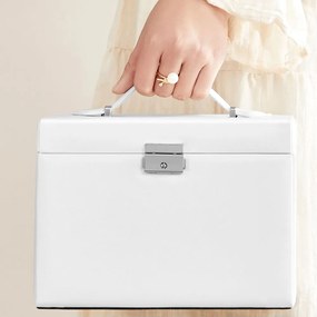 SongmicsHome Szkatułka z lustrem KARINA, 22,5x17,5x16,5cm, biała