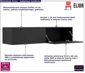 Czarna ścienna szafka rtv 140 cm - Falmi