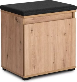 Szafka na buty z siedziskiem + panel ścienny + wysoki słupek Folk 80 cm grafit/dąb artisan