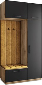 Masseno Garderoba REMA 120/240/60 cm Nowoczesna Szafa do Przedpokoju Dąb wotan, MONOLITH 48 (Żółty)
