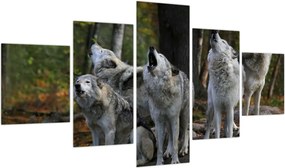 Obraz - Wilki na skale (125x70 cm)