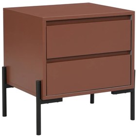 Zestaw 2 szafek nocnych z 2 szufladami - MDF i metal - Terakota i czarny - KORASA marki Pascal Morabito