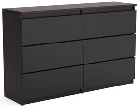 Duża komoda 6 SZUFLAD Szafka 120 cm ARIA Wenge/Czarny