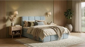 Stylowe łóżko tapicerowane KORA 120x200 cm w tkaninie CENTAUR 9 jasnoniebieskiej